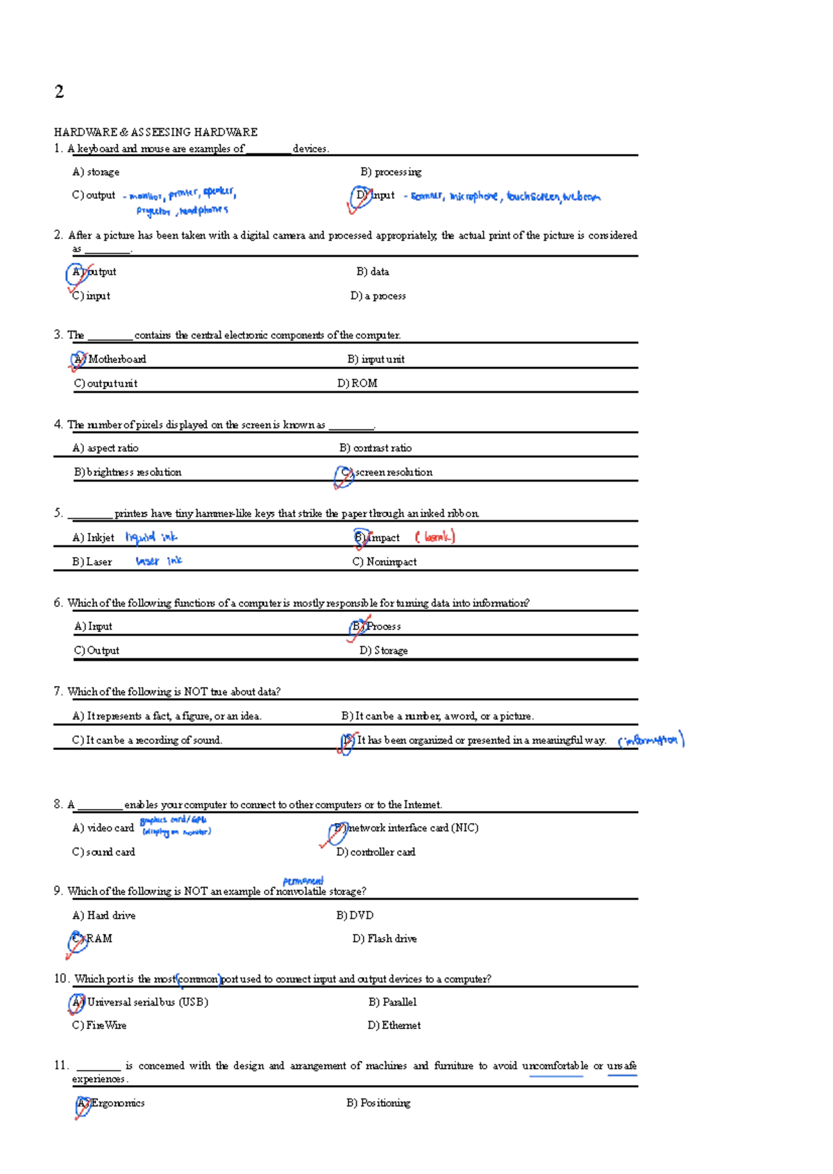 Tutorial 03-04: Hardware Assessment Questions and Answers - Studocu