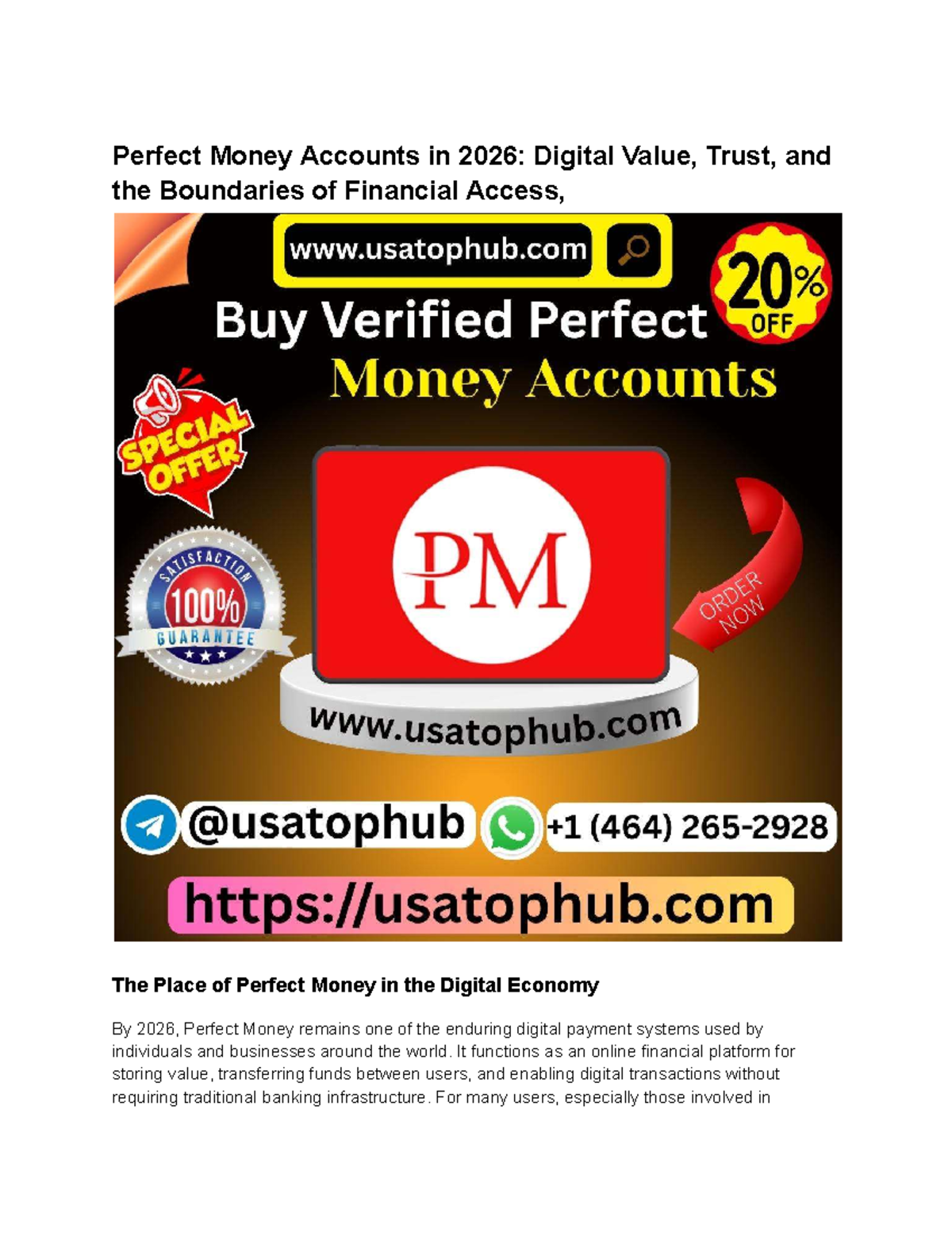 Buying Perfect Money Accounts: Myths and Facts Explained - Studocu