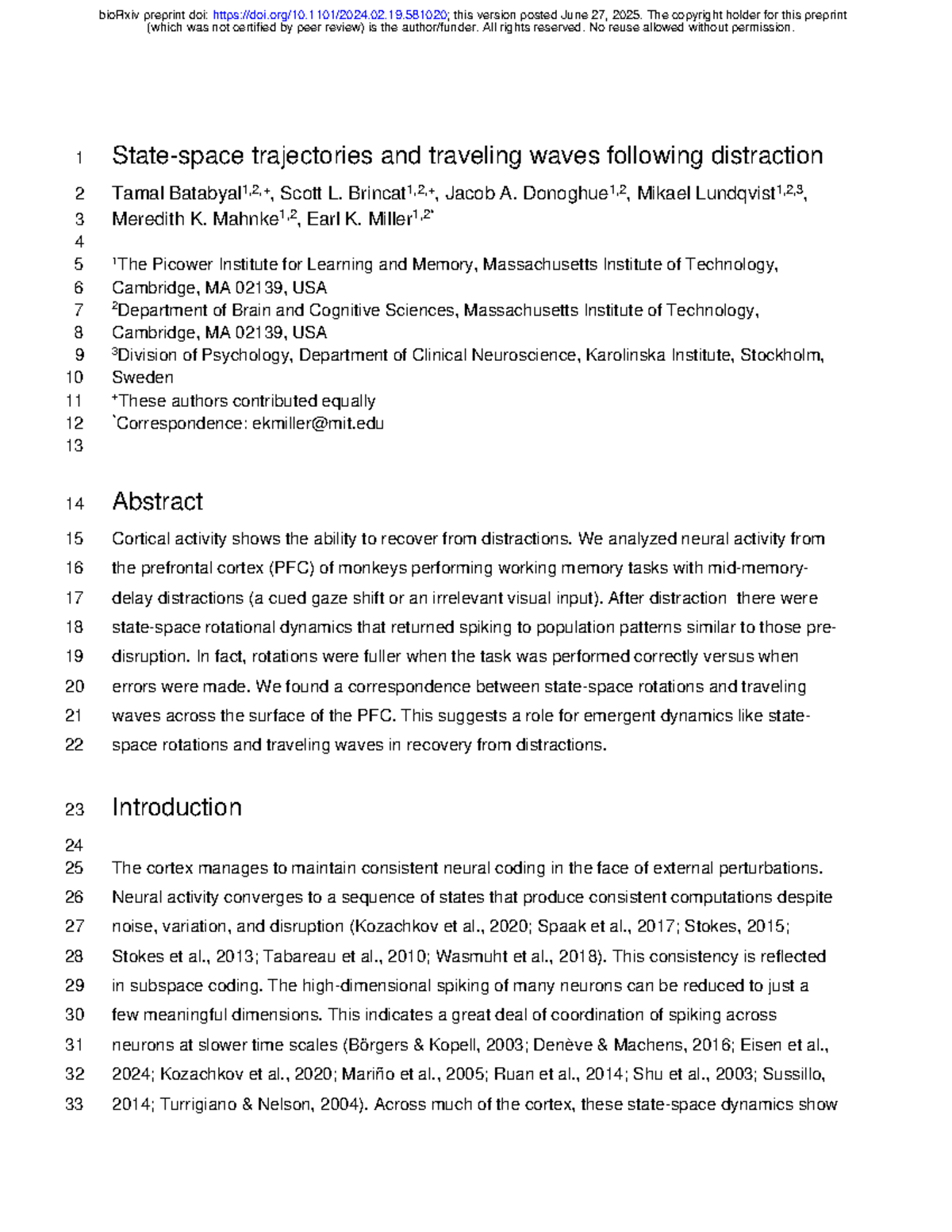 "Neural Rotational Dynamics in PFC During Distraction: Insights from ...