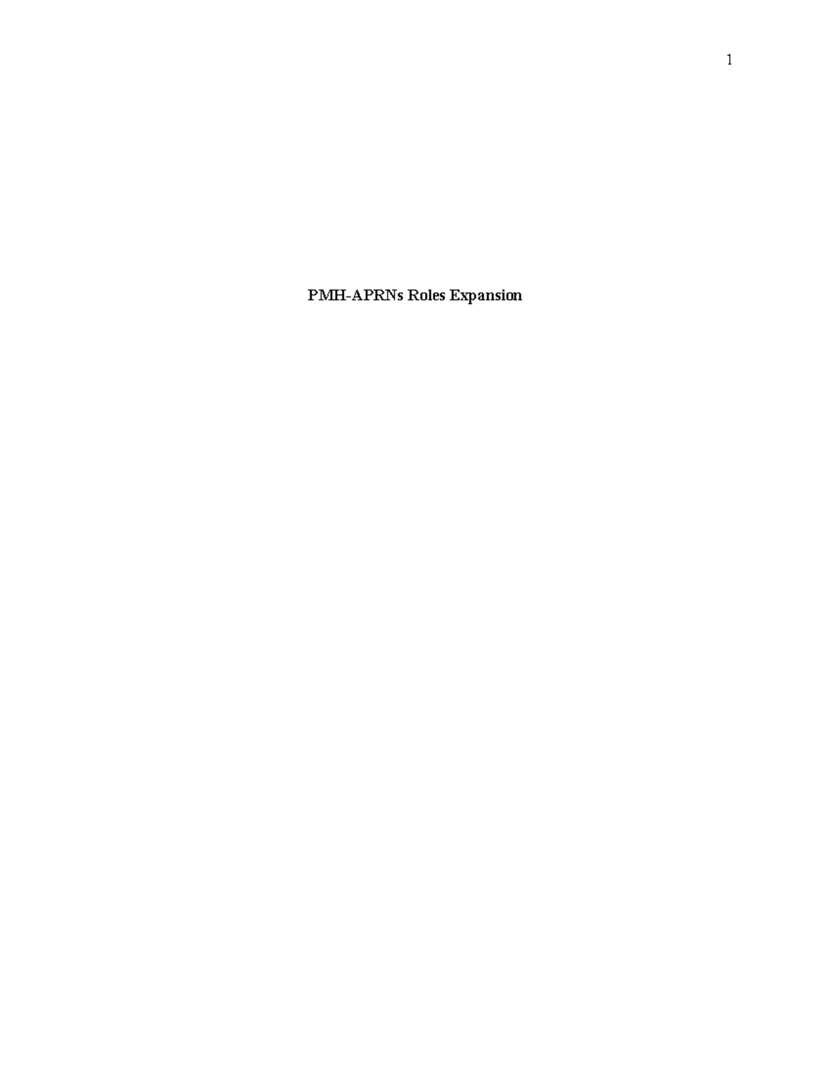 PMH-APRNs Role Expansion in Mental Health Care for Youth - Studocu
