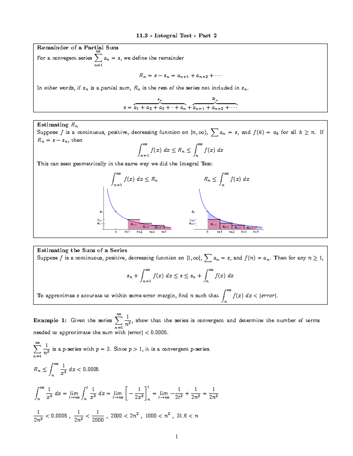 25 W - Integral Test Pt. 2, Direct Comparison Test - 11 - Integral Test ...