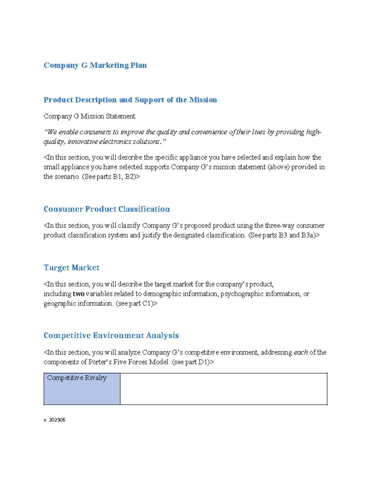 Company G MKT 202506 One-Year Marketing Plan Overview - Studocu