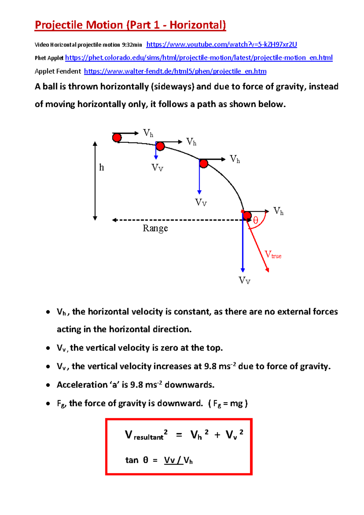 Projectile Motion (Part 1 - Horizontal) - Lecture Notes - Studocu