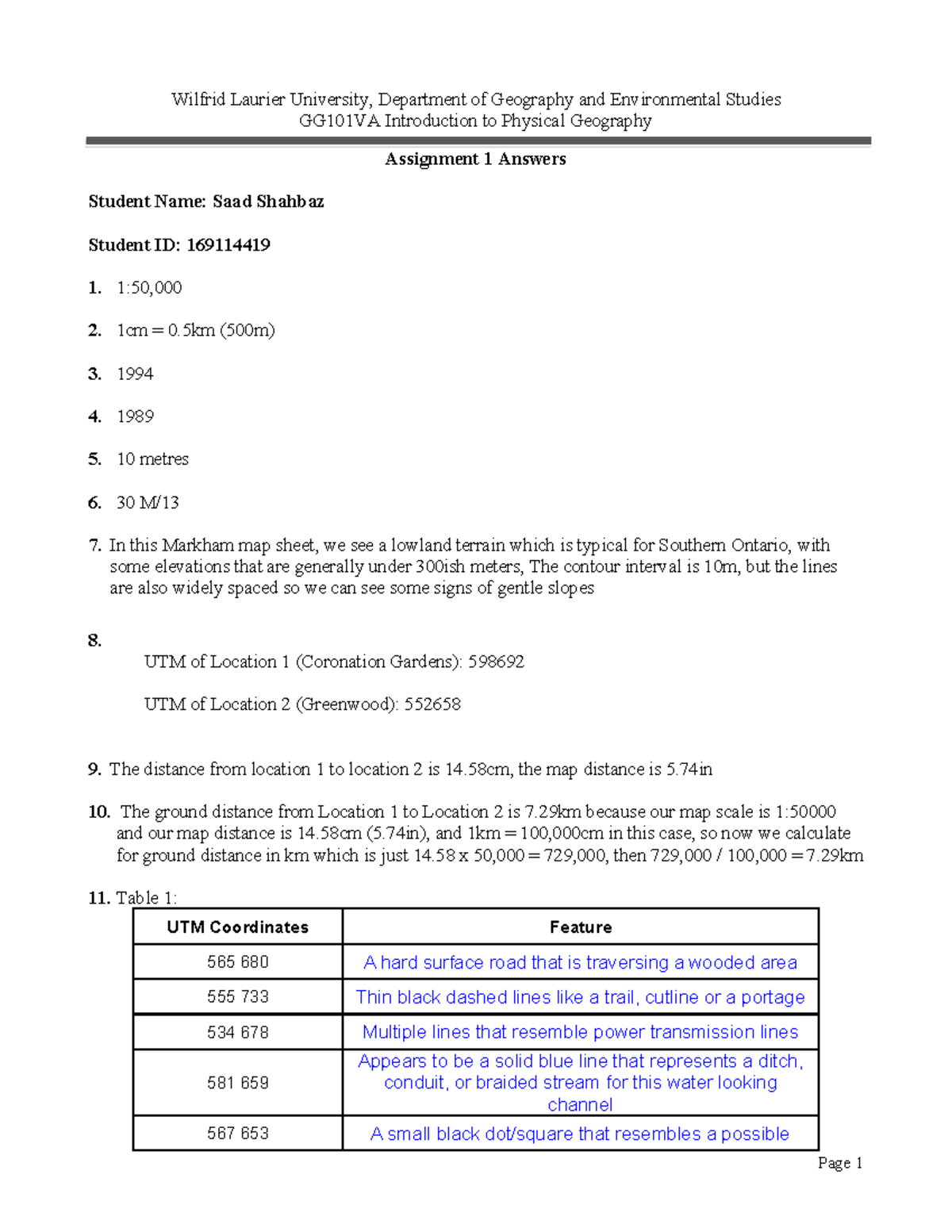 GG101VA Assignment 1: Intro to Physical Geography Solutions - Studocu