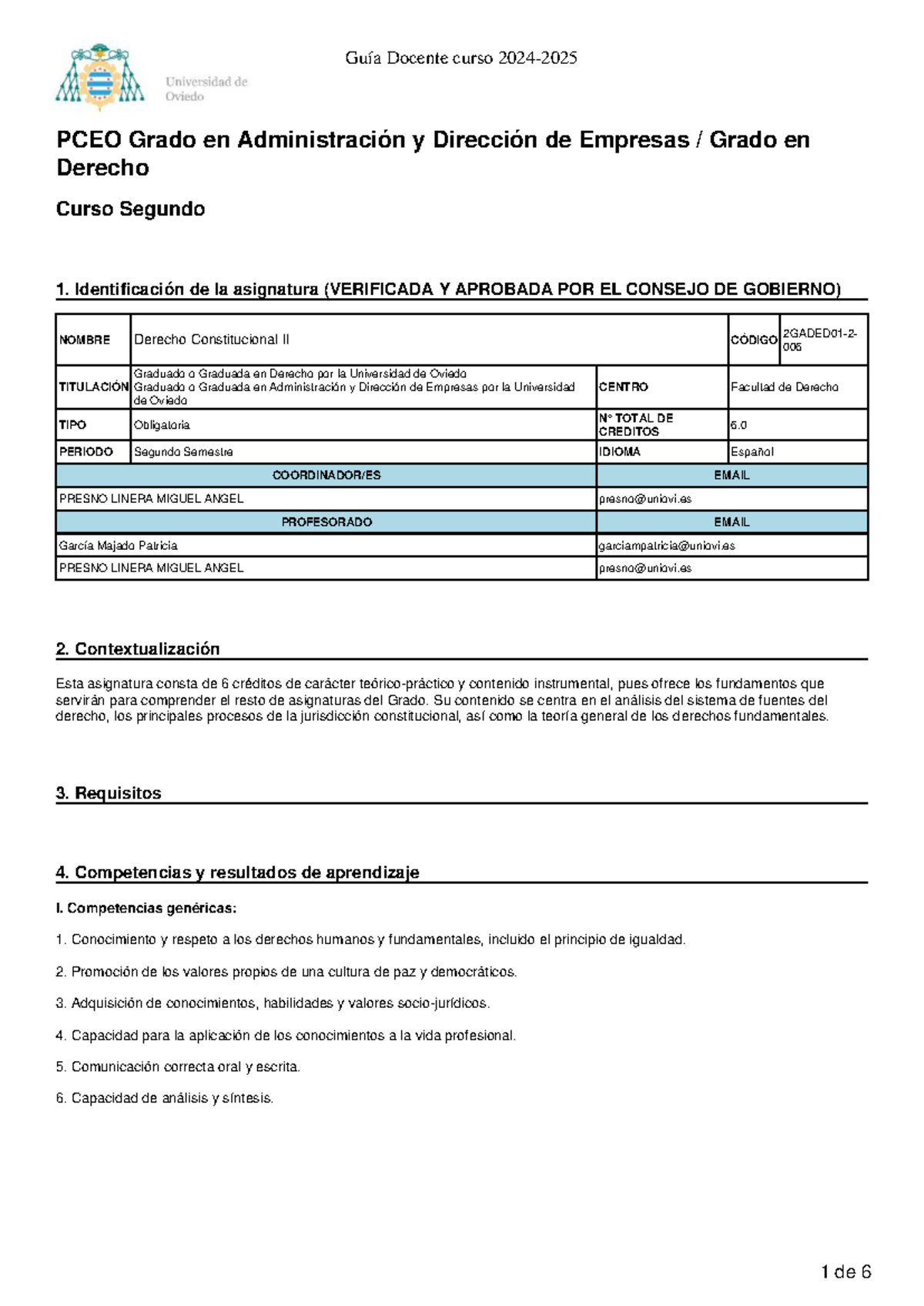 Guía Docente Derecho Constitucional II - PCEO Grado en Derecho 2024 ...
