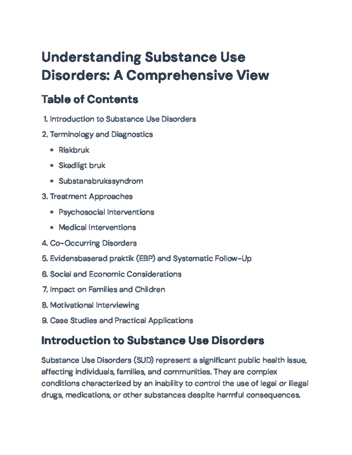 Understanding SUDs: Comprehensive Overview & Treatment Approaches - Studocu