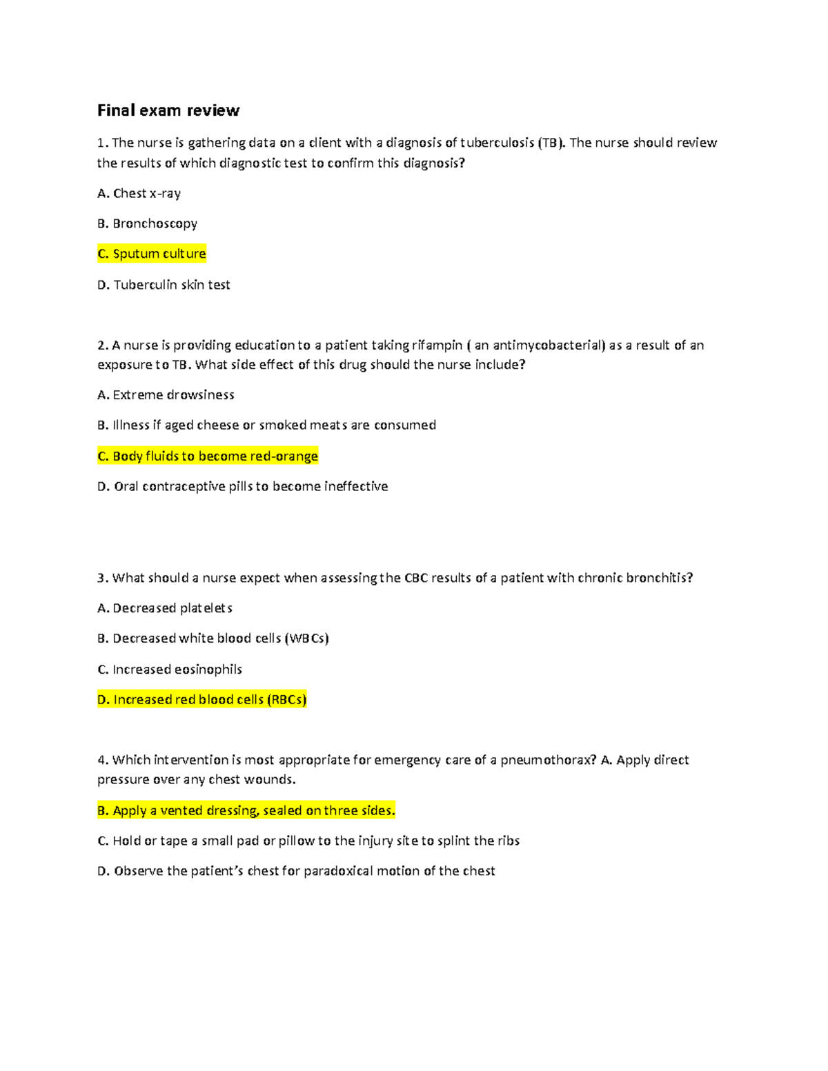 Med Surg NUR 211 Final Exam Review Guide - Studocu