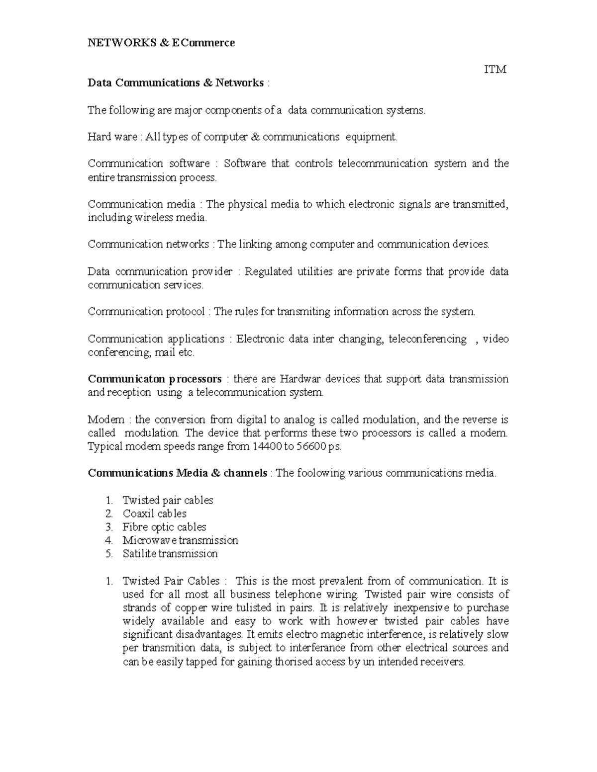 ITM - UNIT 2 - uyuygiu - ITM Data Communications & Networks : The ...
