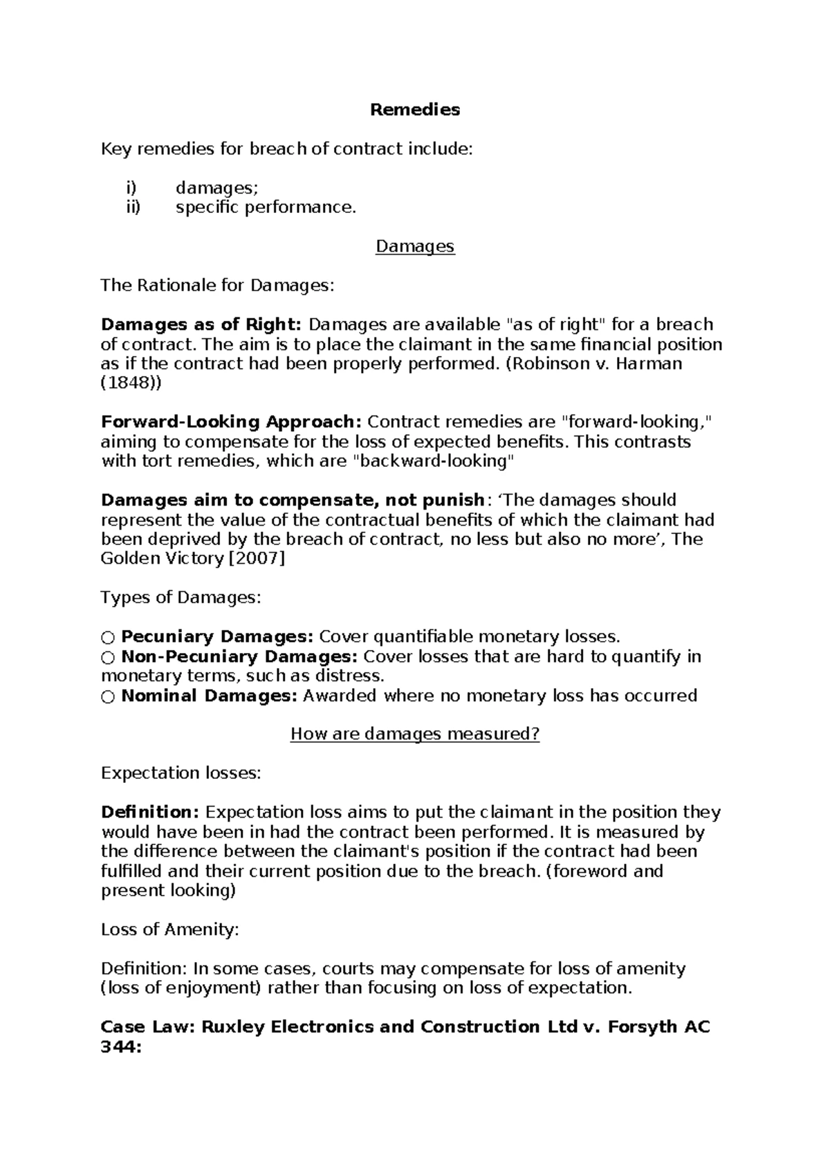 Comparative Essay on Mistake and Frustration in Contract Law - Studocu