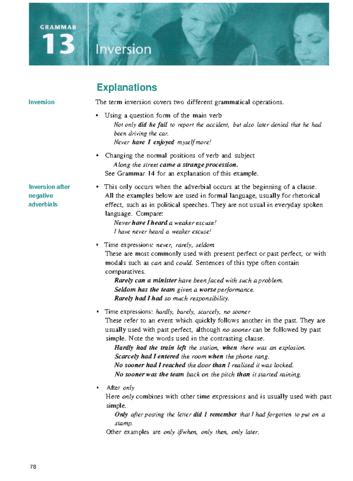 CAE - Use of English Practice II Emphasis - Explanations Inversion ...