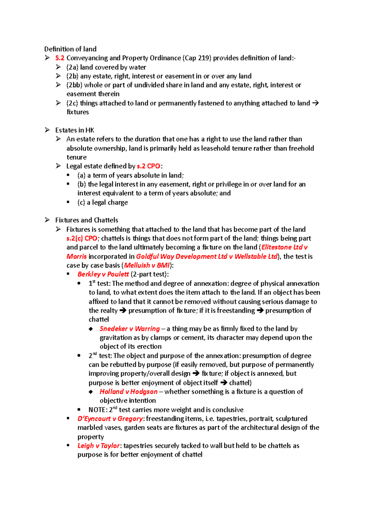 HK Land Law Notes - Conversions and Legal Principles Overview - Studocu