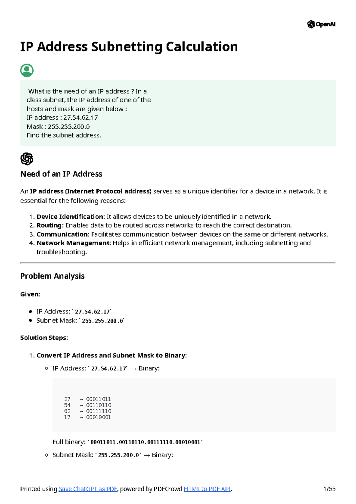 BCS-052 December 2021 - Notess - IP Address Subnetting Calculation What ...
