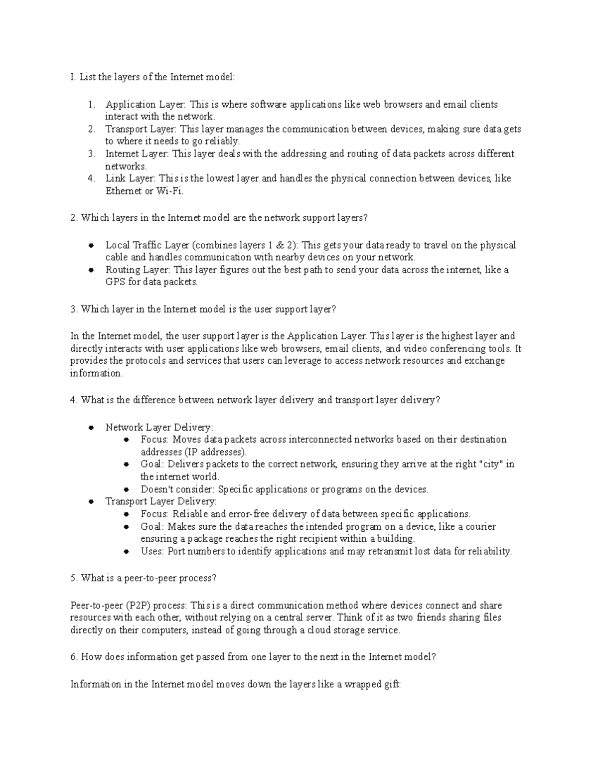 Internet Model Layers & Their Responsibilities: Detailed Overview - Studocu