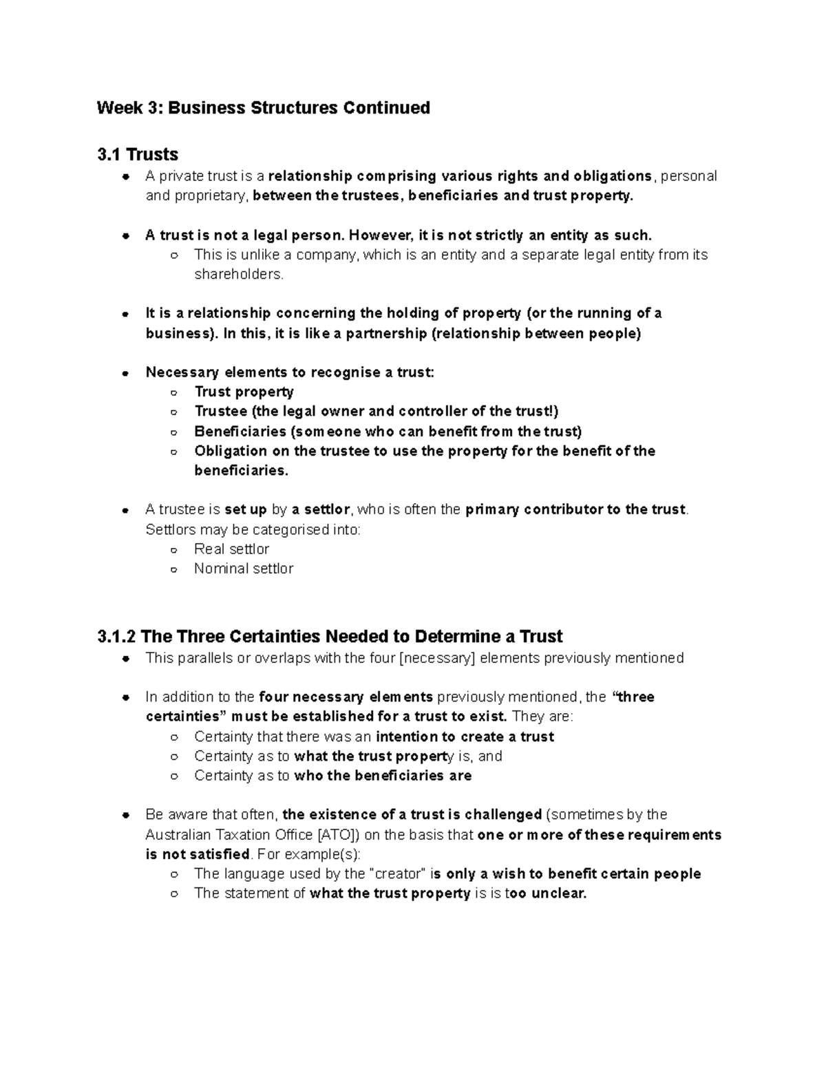 TABL2741 Week 3: Understanding Trusts and Their Legal Framework - Studocu