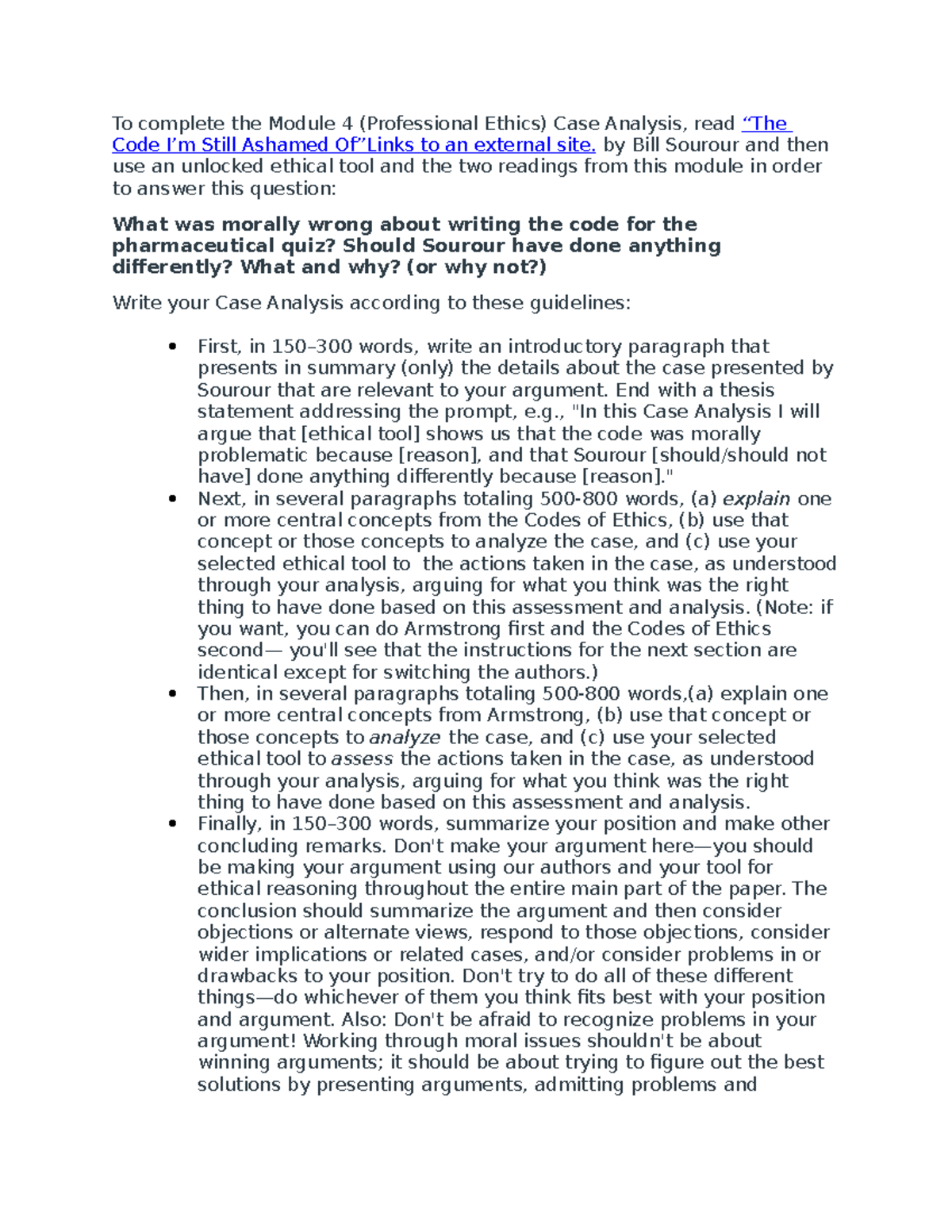 Case Study 4: Analysis of Professional Ethics in Pharmaceuticals - Studocu