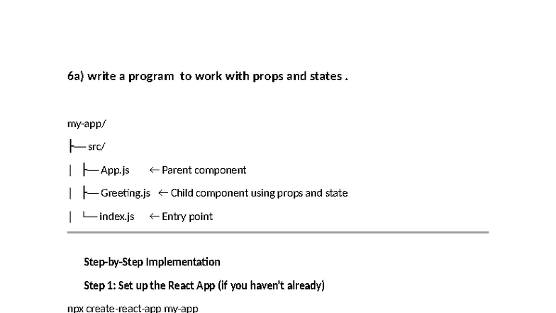 6a) React Props and State Implementation Guide - Studocu