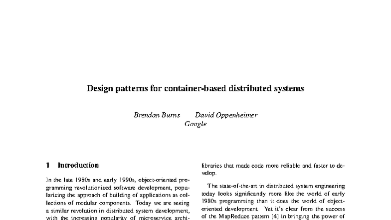 Design Patterns for Distributed Systems - HotCloud 16 - Studocu
