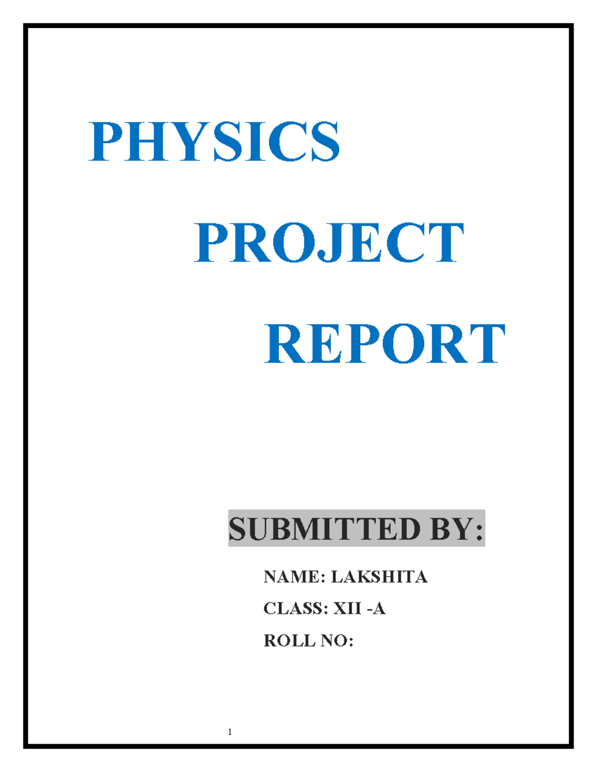 Physics Project Report on Lenz's Law - Class XII-A - Studocu