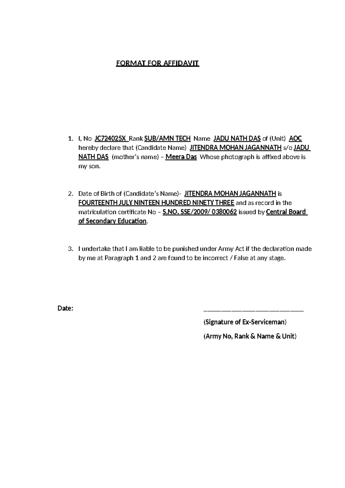 Affidavit Format for JC724025X - Jadu Nath Das - Studocu
