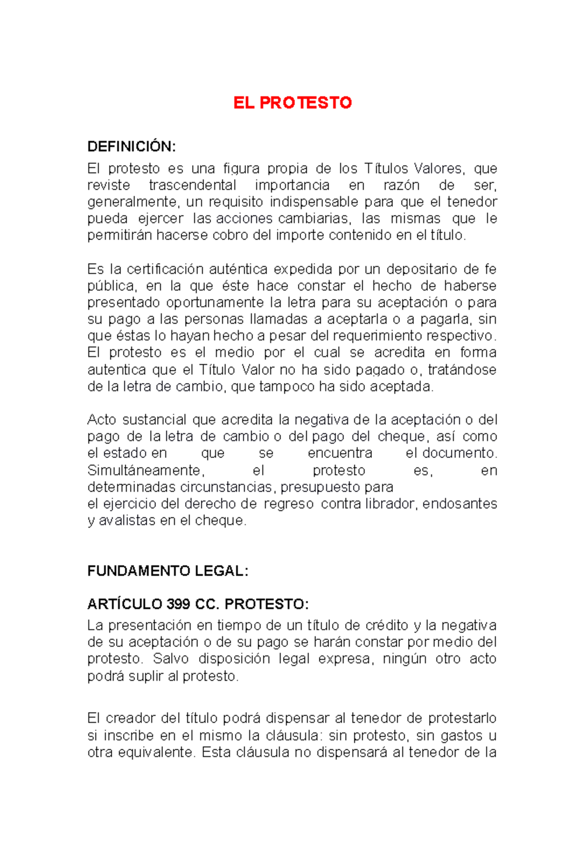 EL Protesto-DERECHO MERCANTIL, DEFINICIÓN, - Derecho Mercantil - UMG ...