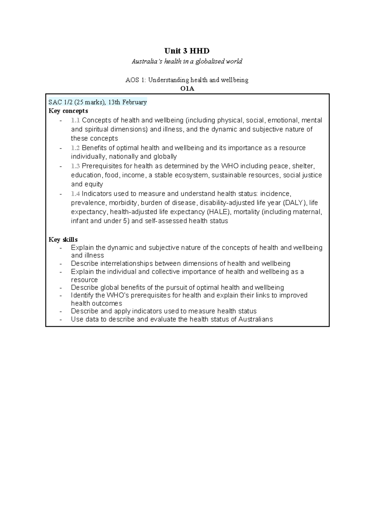 Unit 3 and 4 Health and Human Development Notes from 2020 - Unit 3 HHD ...