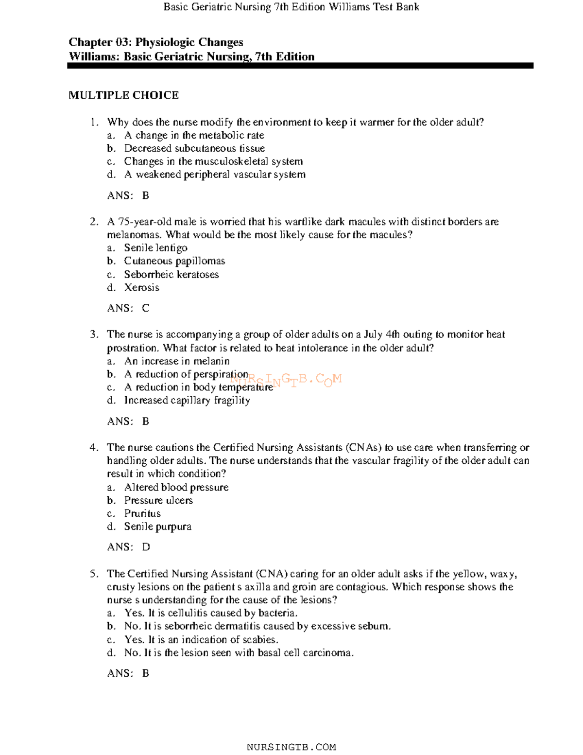 Geriatrics Notes: Chapter 03 Key Concepts & Answers (NURS 9780323554558 ...