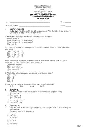 FBS10 Periodic TEST - Republic of the Philippines Department of ...