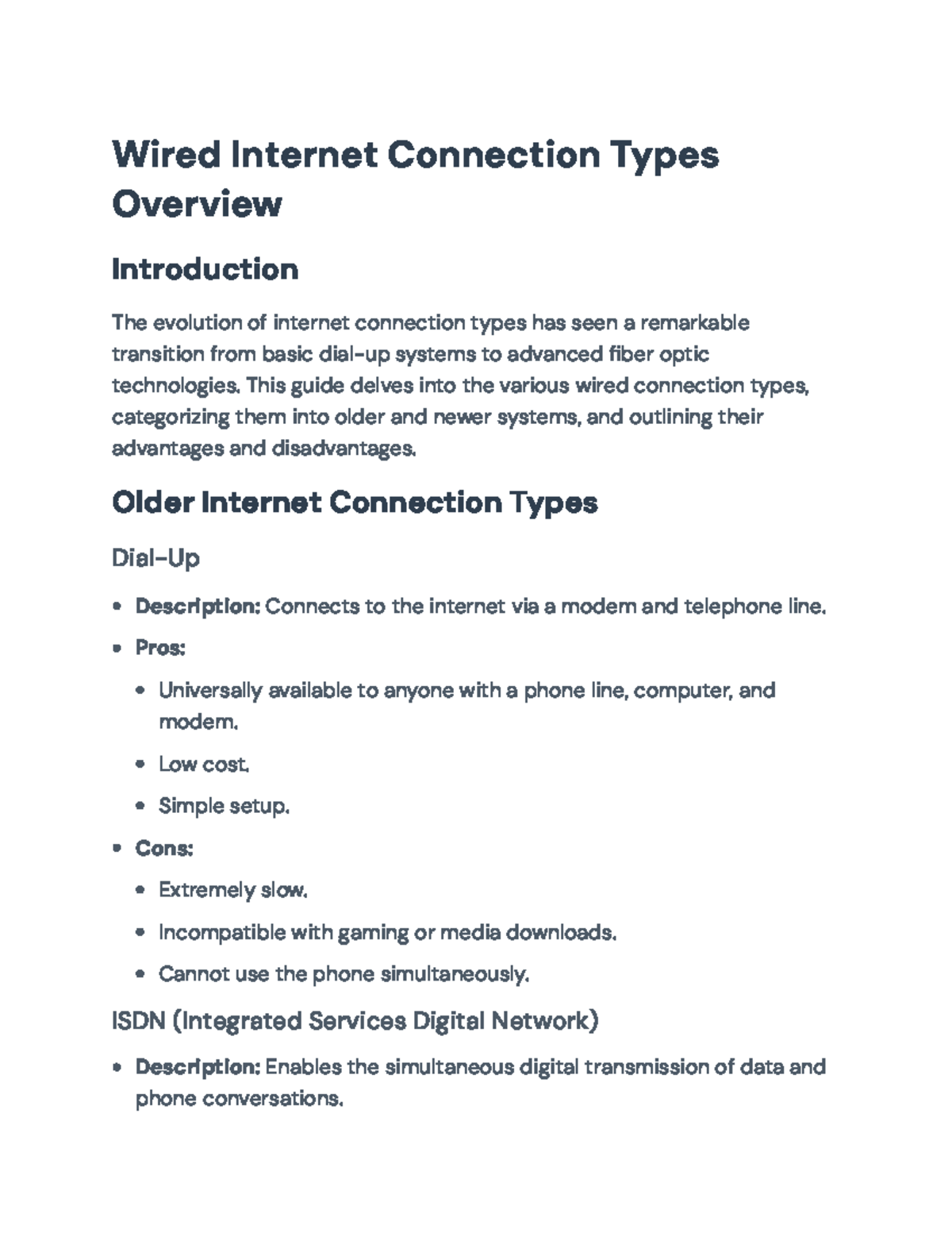 Wired Internet Connection Types: Overview of Older and Newer Systems ...