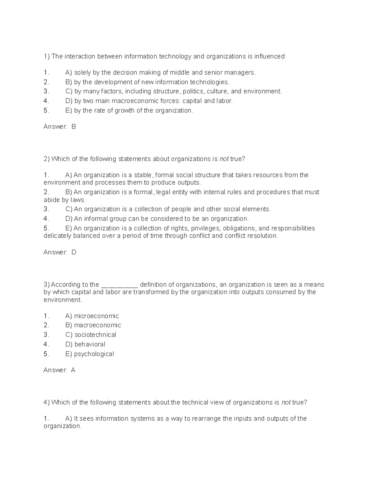 Management Information Systems (MIS) Chapter 3 - Test Bank Analysis ...