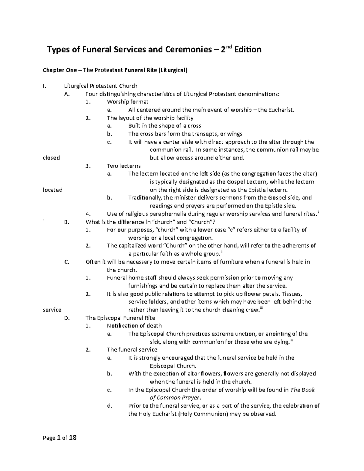 Klicker REL 102 Funeral Rite Summary: Protestant, Catholic, and Jewish ...