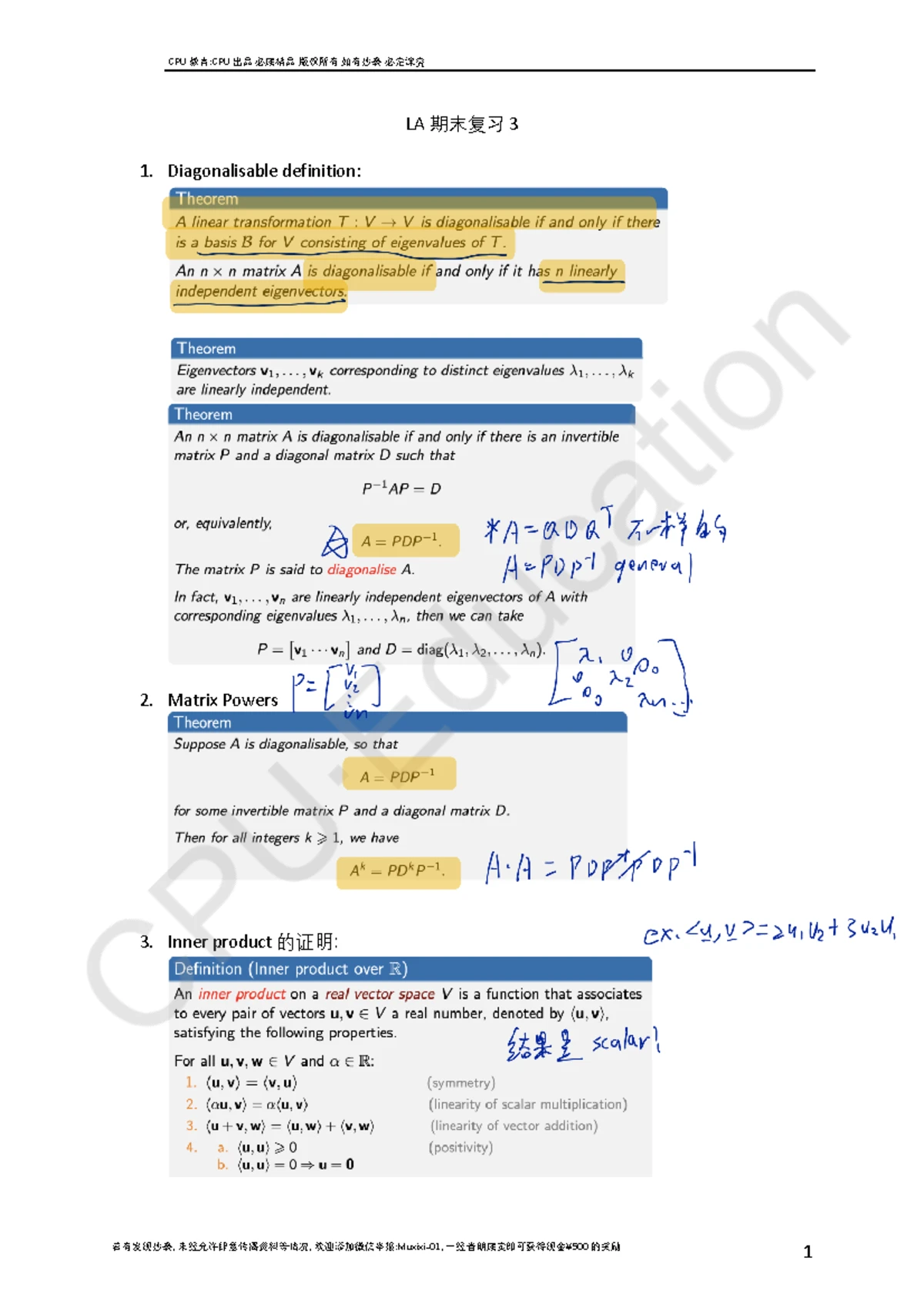 Linear Algebra Cheat Sheet: Key Concepts & Formulas for Exam Prep - Studocu