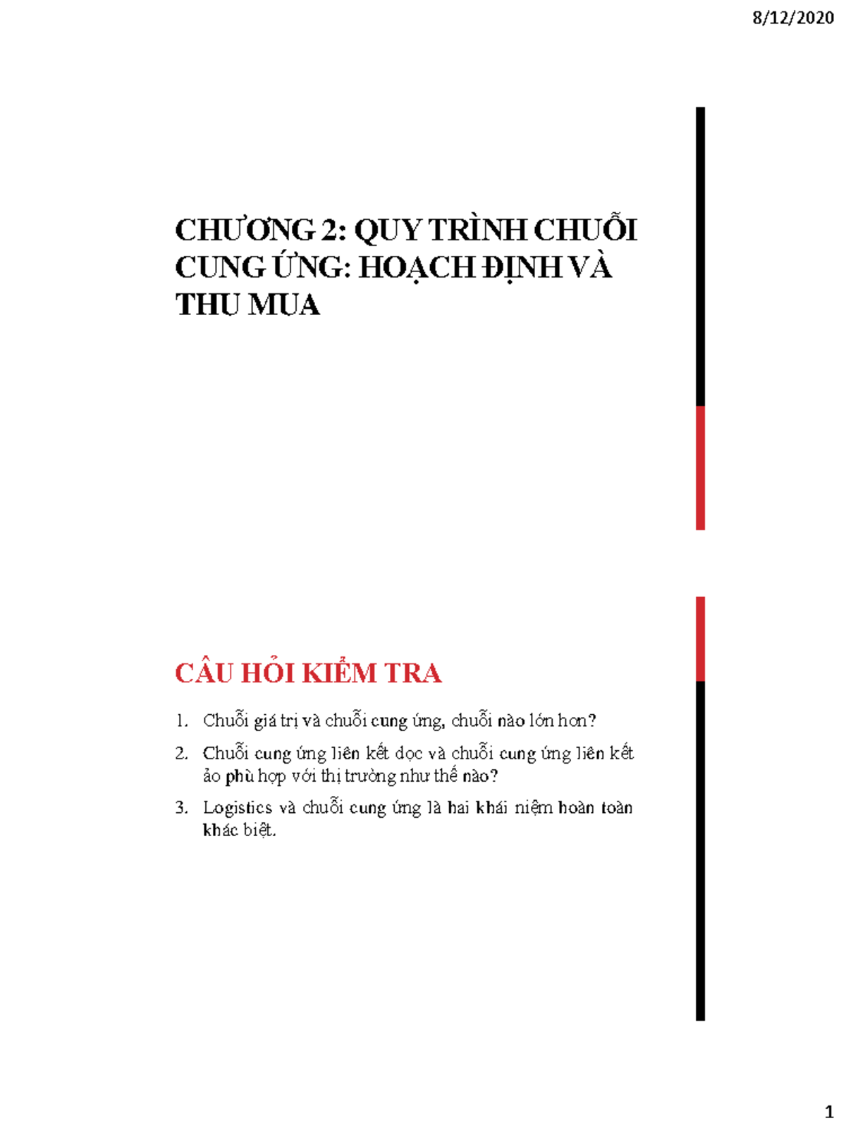 CHƯƠNG 2: QUY TRÌNH CHUỖI CUNG ỨNG VÀ HOẠCH ĐỊNH MUA HÀNG - Studocu