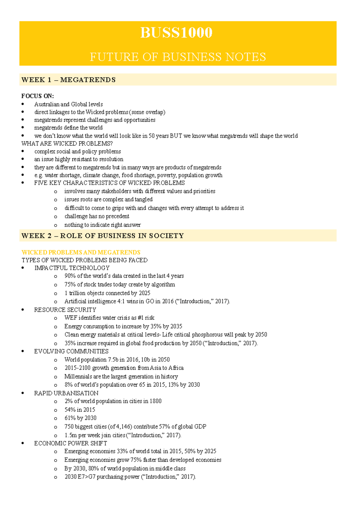 BUSS1000 - Comprehensive Notes on Future of Business and Stakeholders ...