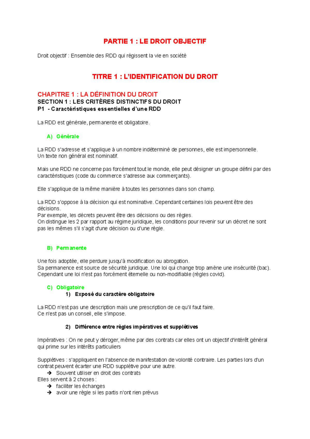 Cm Intro Droit - Notes de Cours sur le Droit Objectif et ses Fondements ...