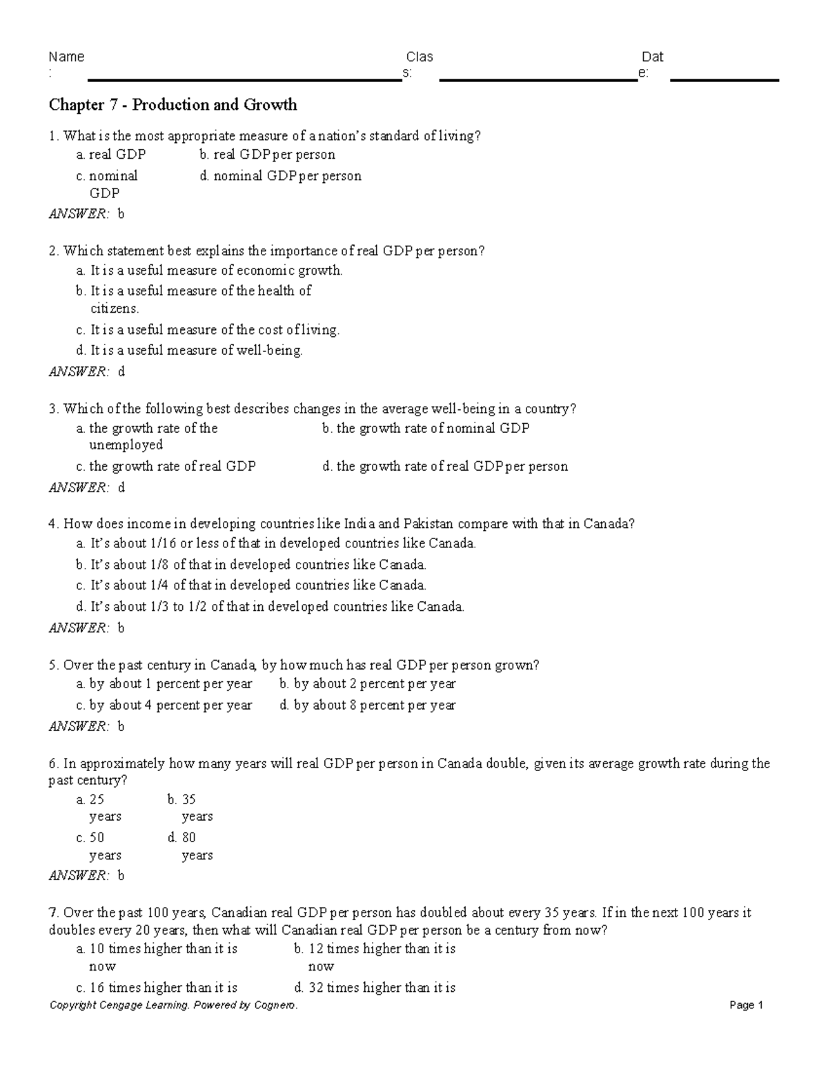 Chapter 7: Production and Growth - Key Concepts and Review Notes - Studocu