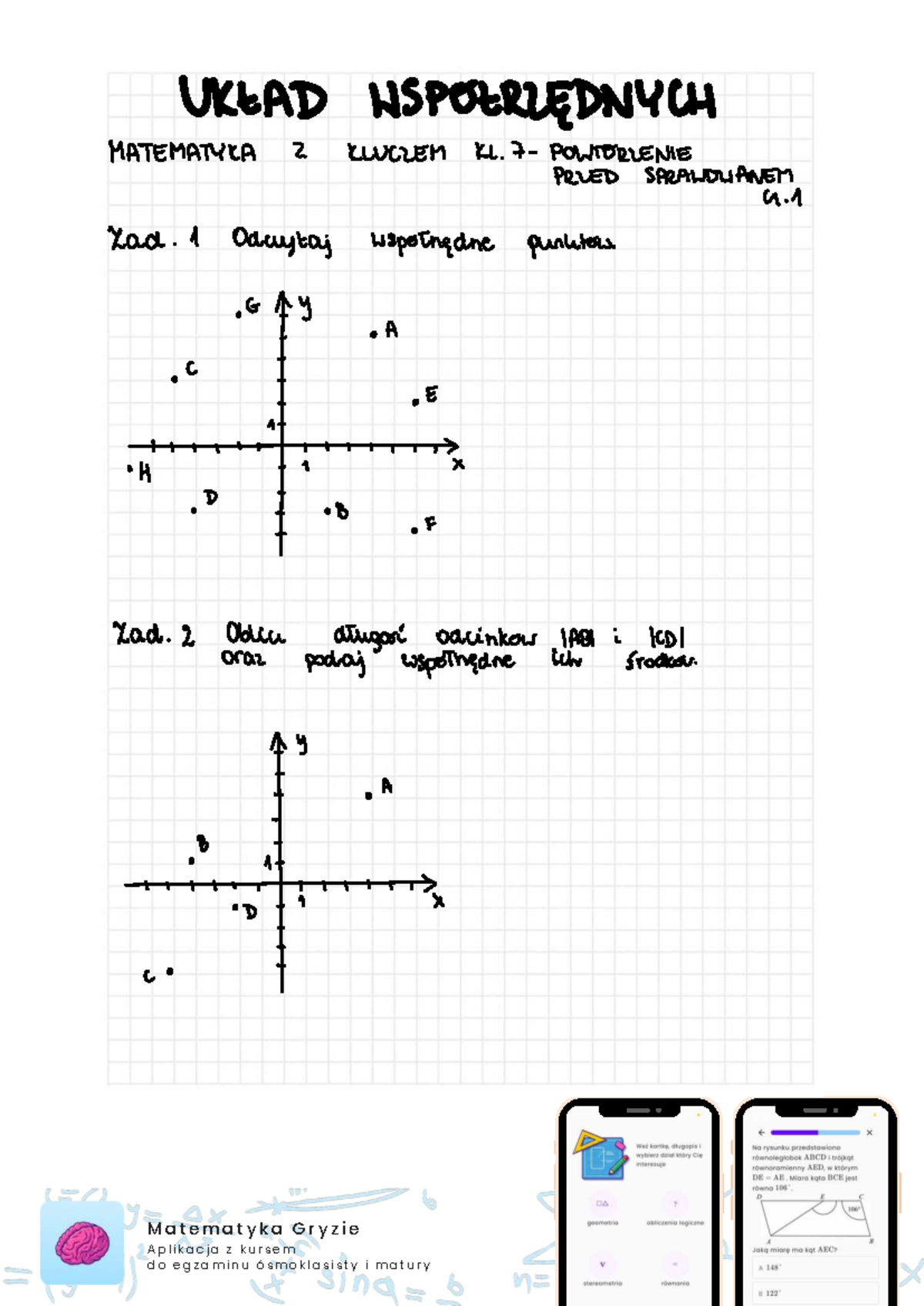 Zadania na sprawdzian matematyka z kluczem klasa 7 - układ