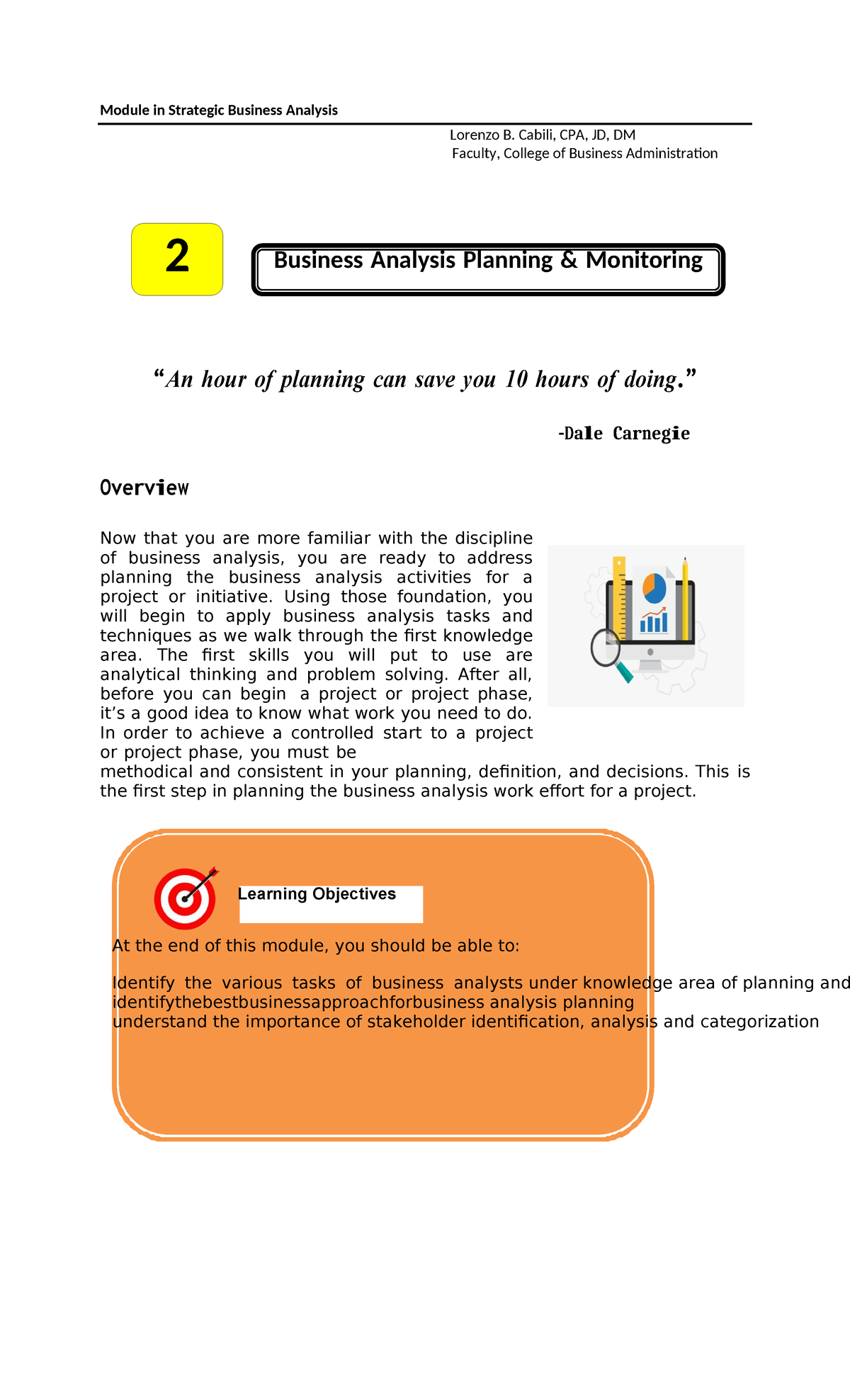 Module 2 - STRAT2: Business Analysis Planning & Monitoring Insights ...