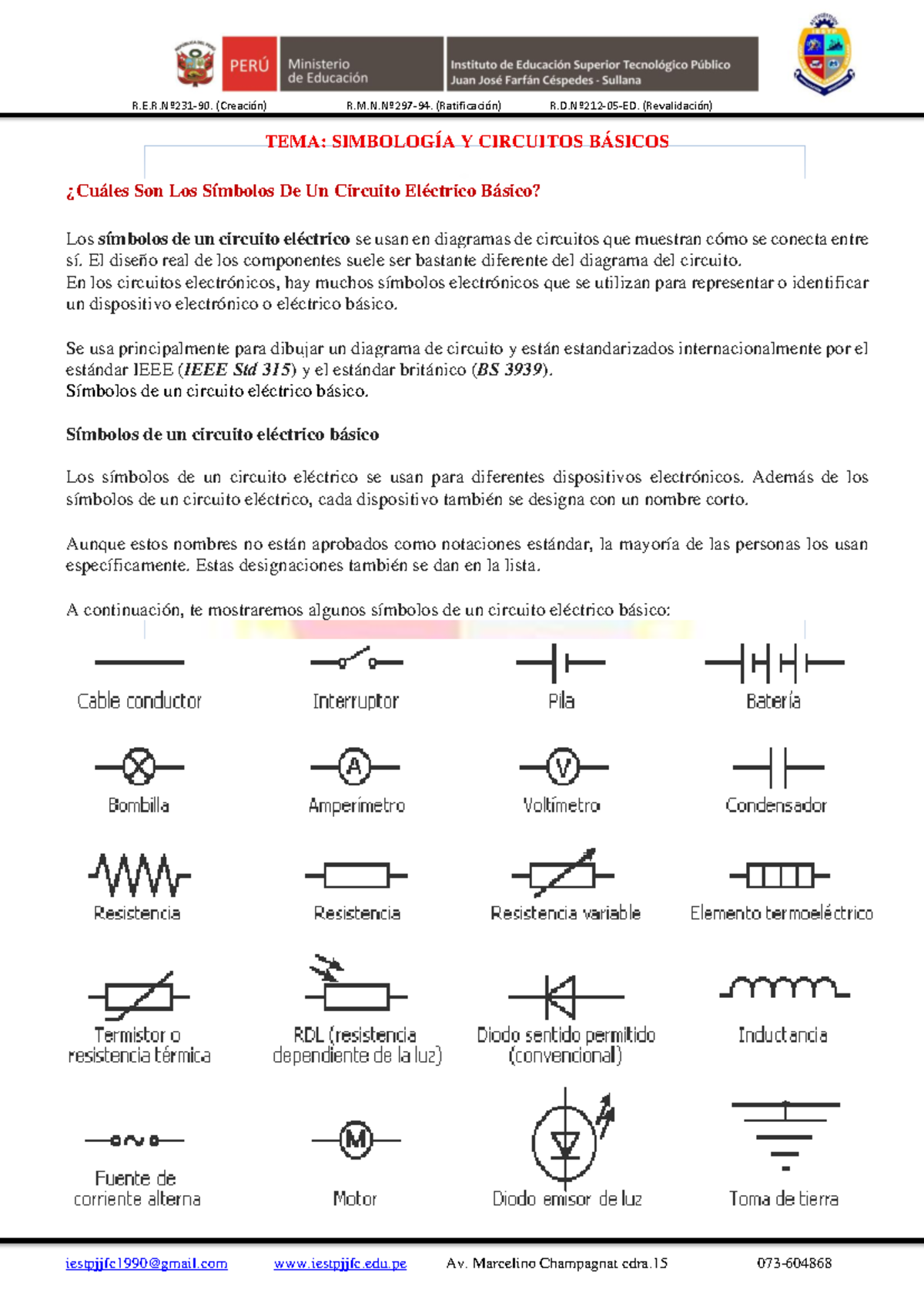 Diagramas y Simbología de Circuitos Eléctricos Básicos - TEMA 101 - Studocu