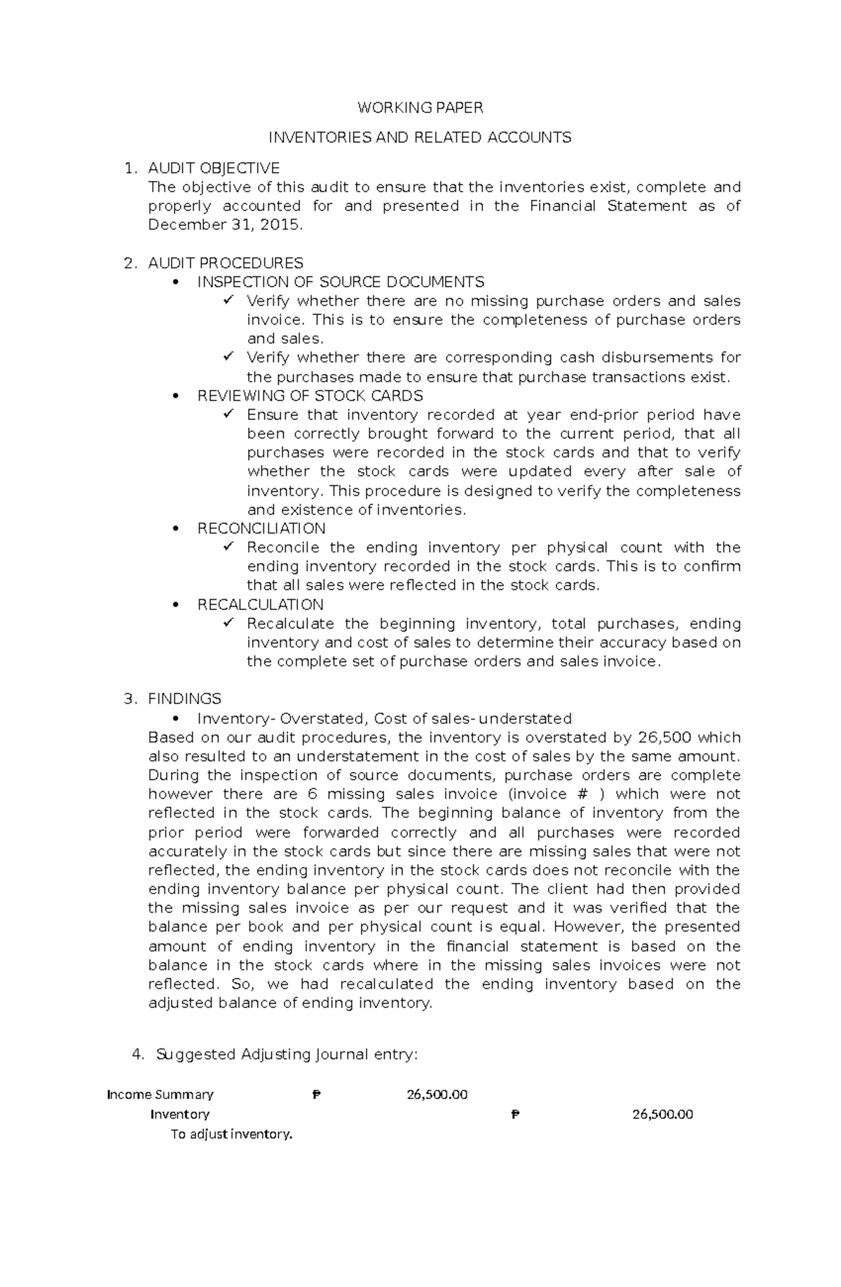Audit-OPFS 093714 - Working Paper on Inventory and Supplies Expense ...