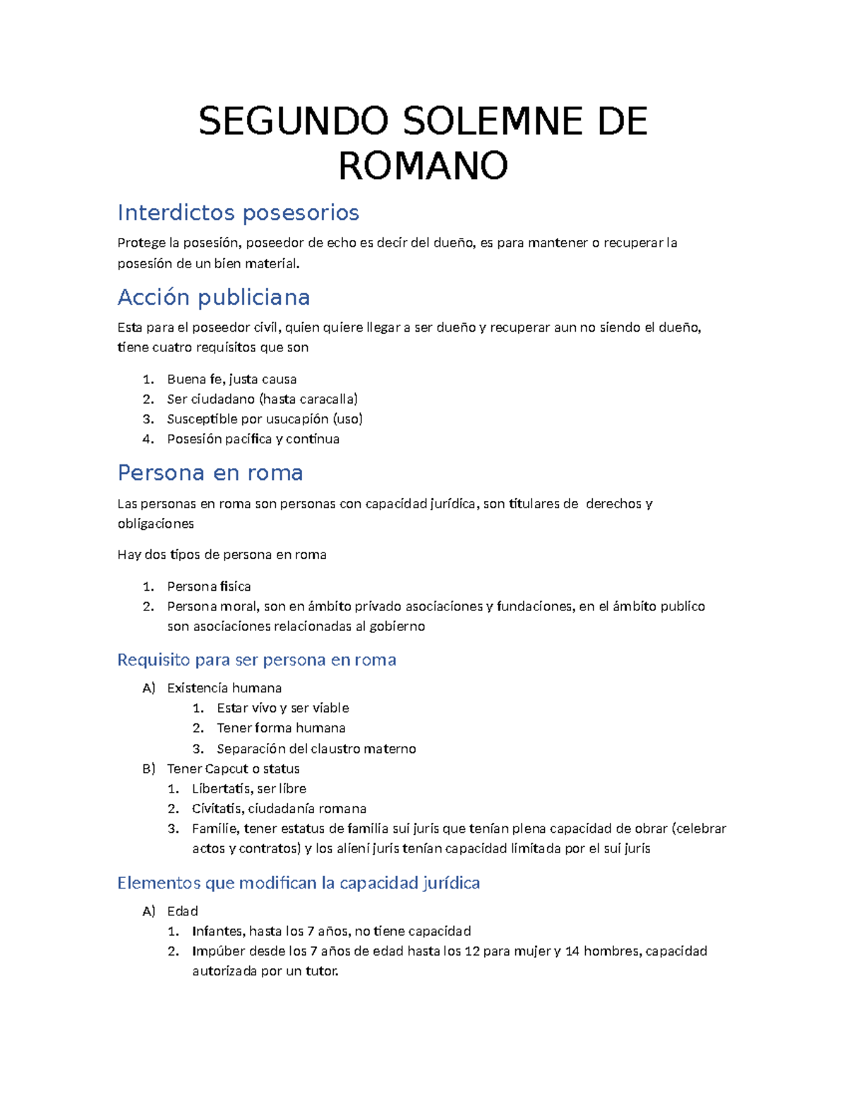 Segundo Solemne de Romano: Interdictos y Personas en Derecho Romano ...