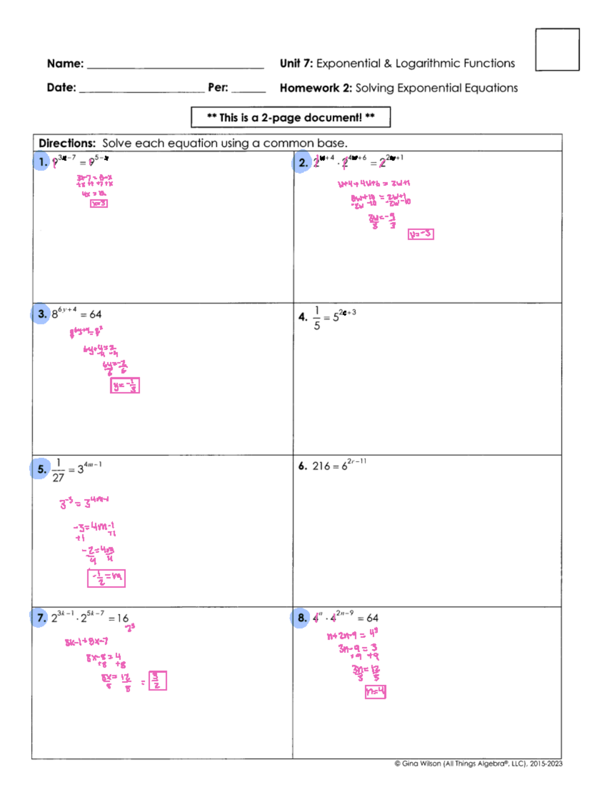 A2H Unit 7 HW 2 - Math - x w w w c l l l a i Iii w 3 if 3 3 34m 1 i I ...