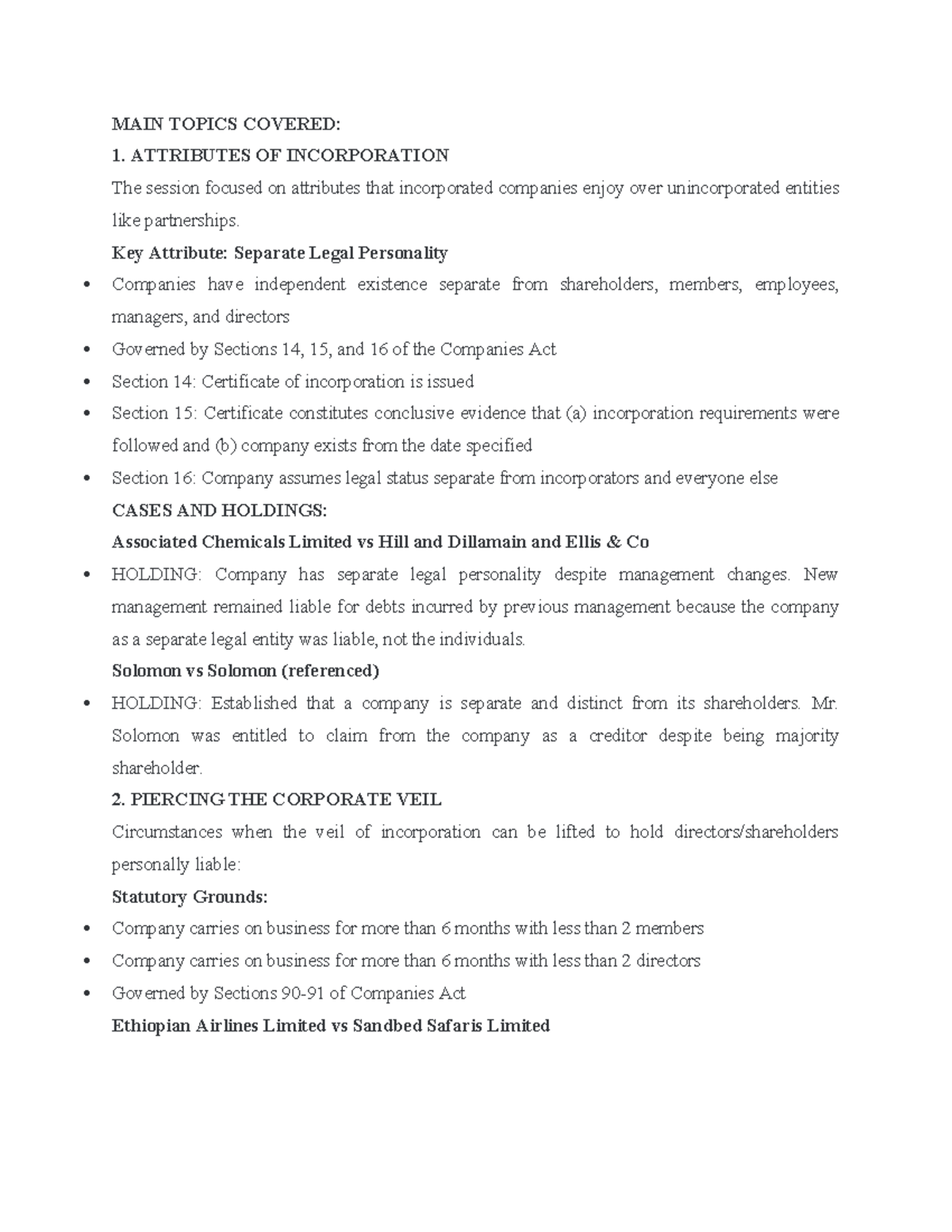 ZIAL 2025: Key Concepts in Company Law - Attributes of Incorporation ...