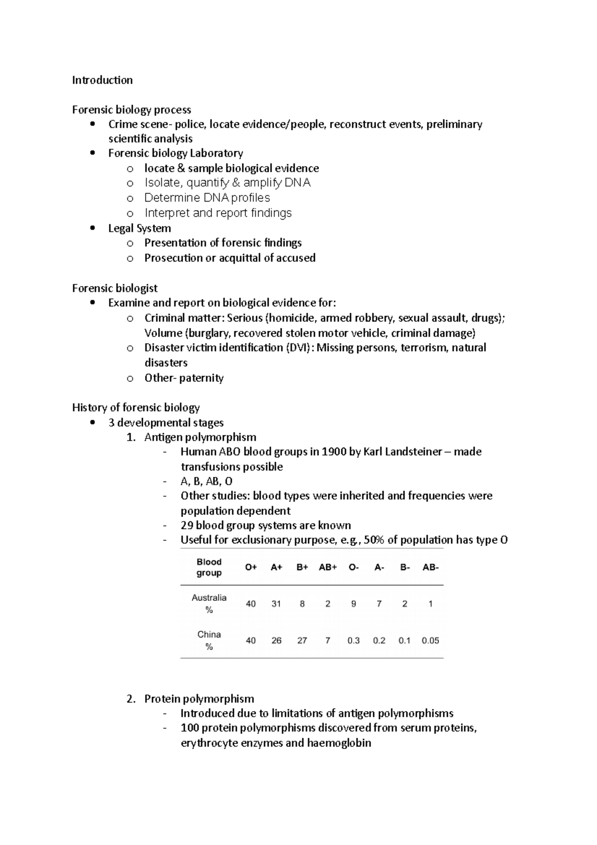 Forensic Biology Lecture Notes: DNA Profiling & Quality Assurance - Studocu