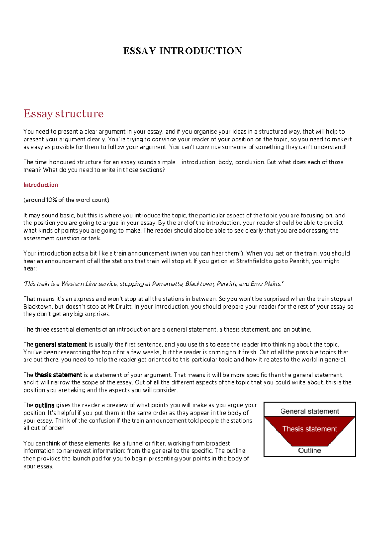 Essay Structure: Crafting a Strong Introduction for Your Essay - Studocu