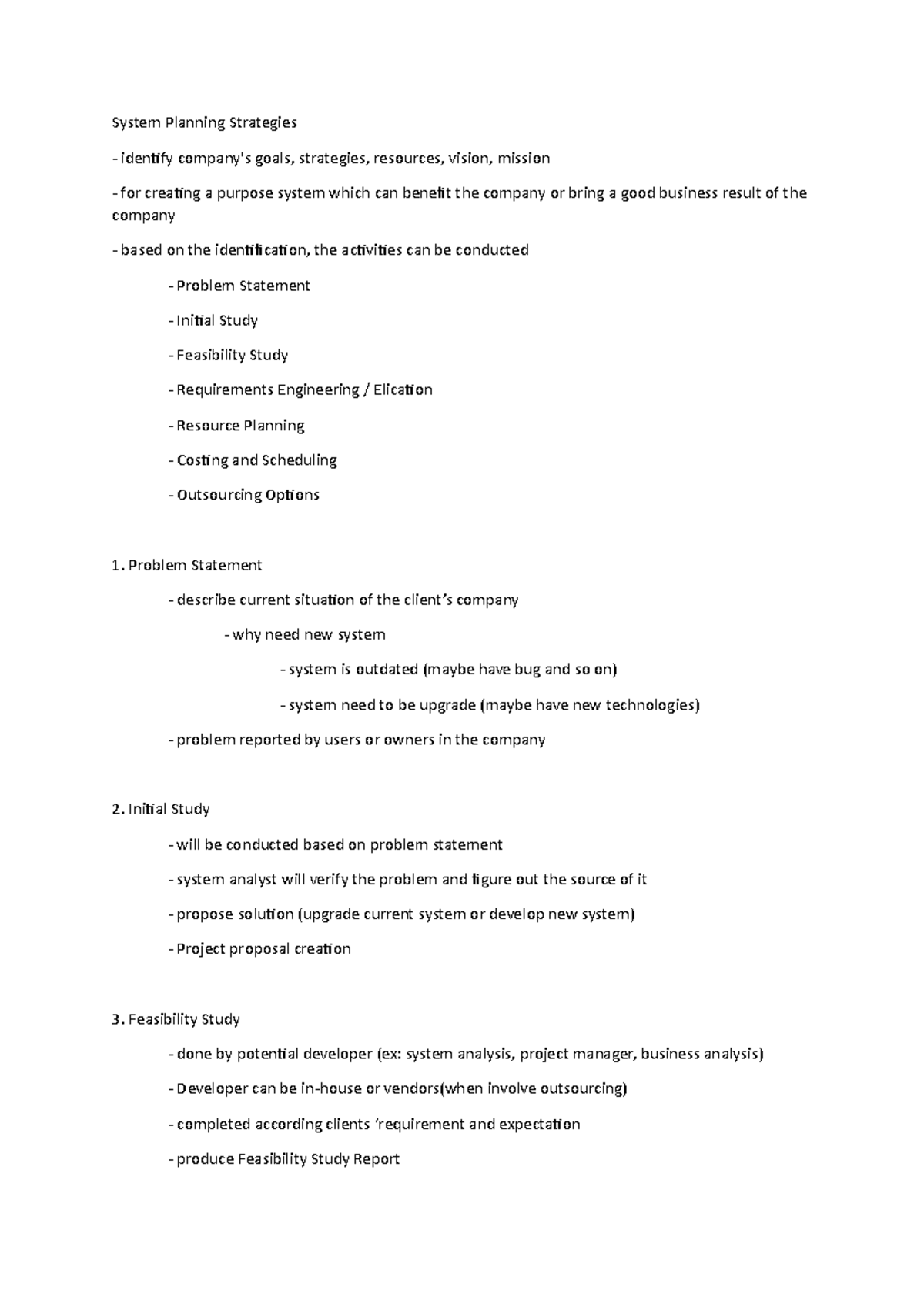System Plannning Note - note - System Planning Strategies identify ...