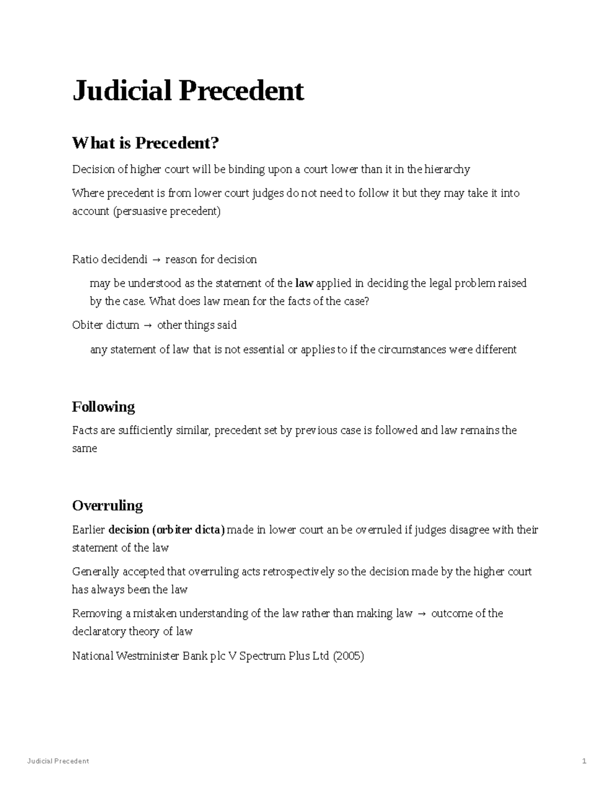 Judicial Precedent: Key Concepts and Case Law Overview - Studocu