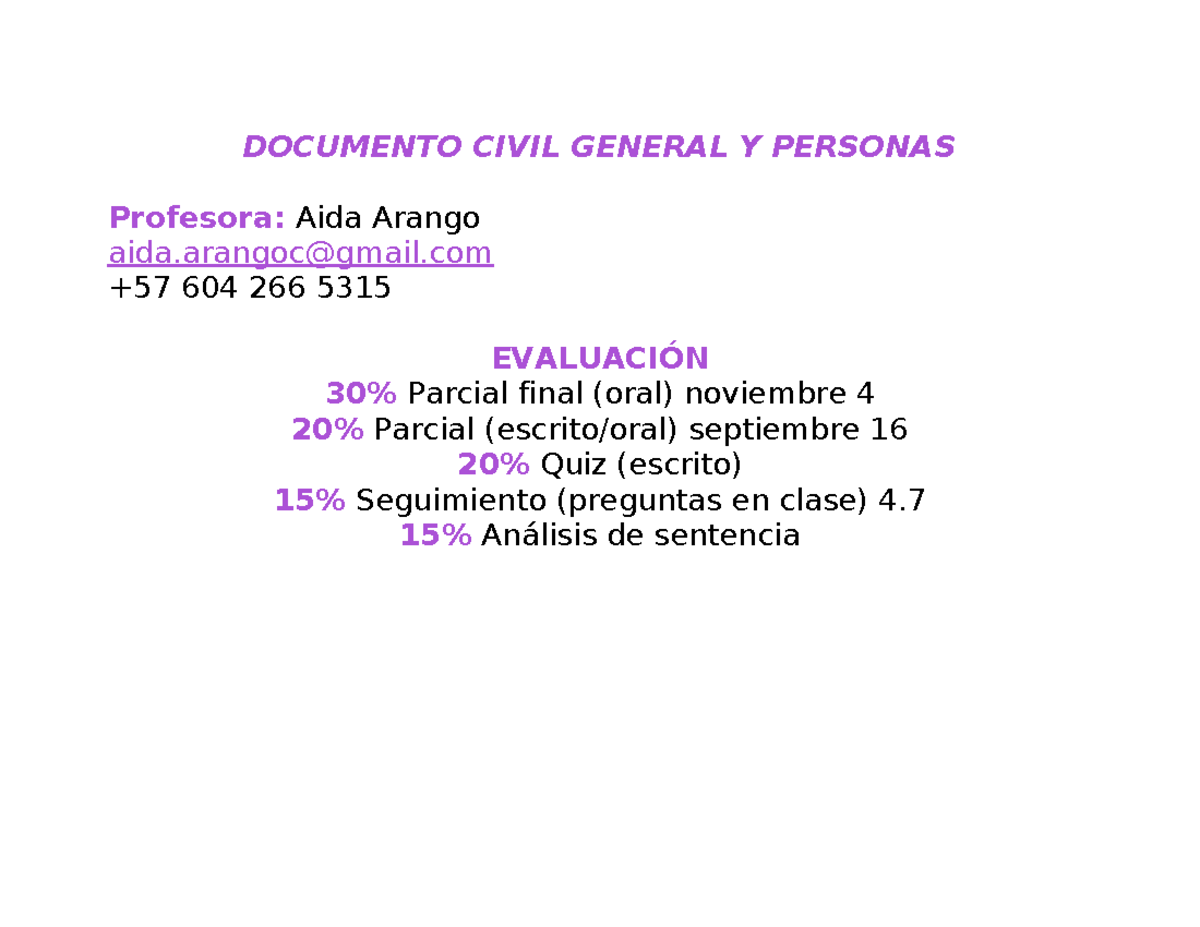 DOCUMENTO CIVIL GENERAL Y PERSONAS - EVALUACIÓN FINAL 604 266 5315 ...