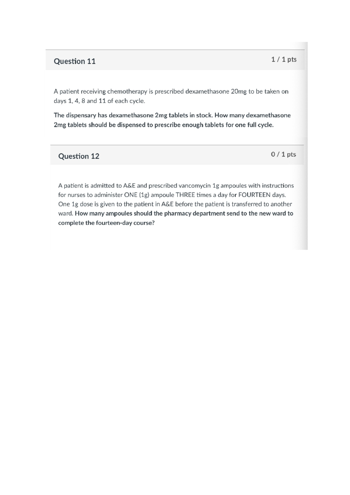 Practice 5 - prep - Question 11 1 1 pts A patient receiving ...