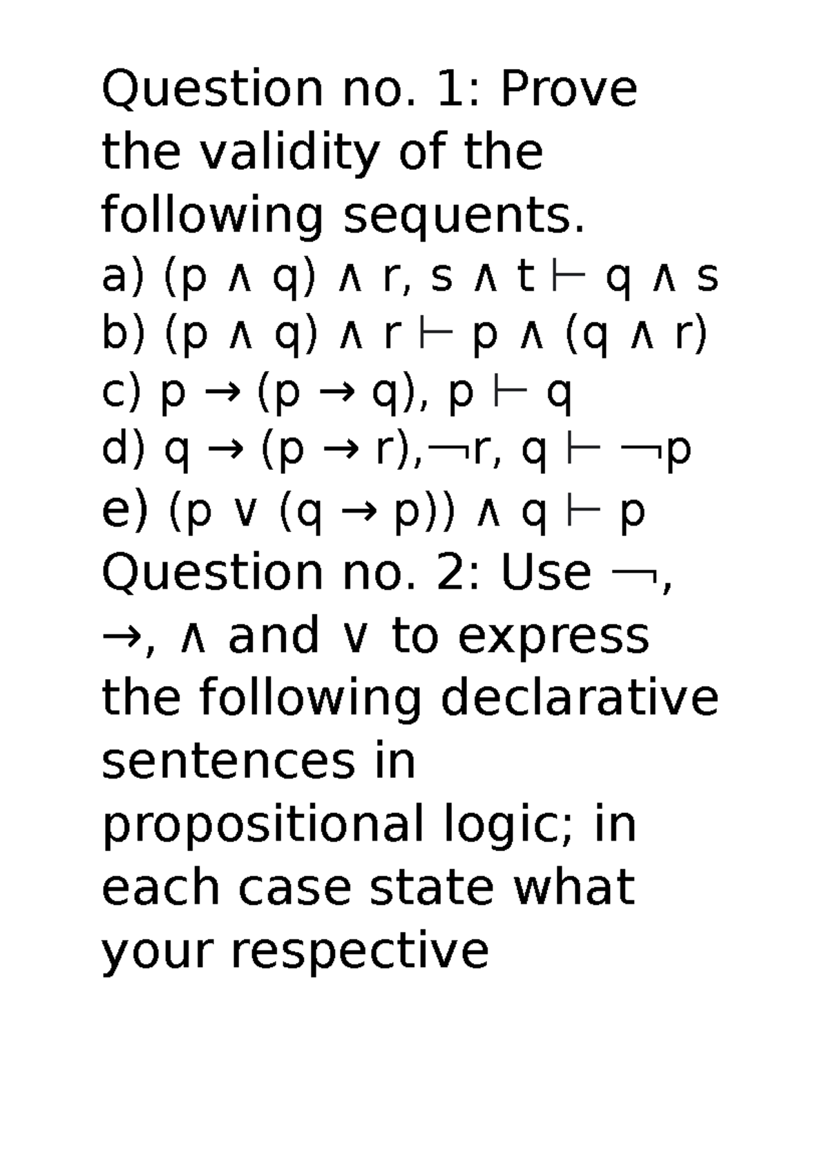 Logic Assignment 03: Validating Propositions and Expressing Logic ...