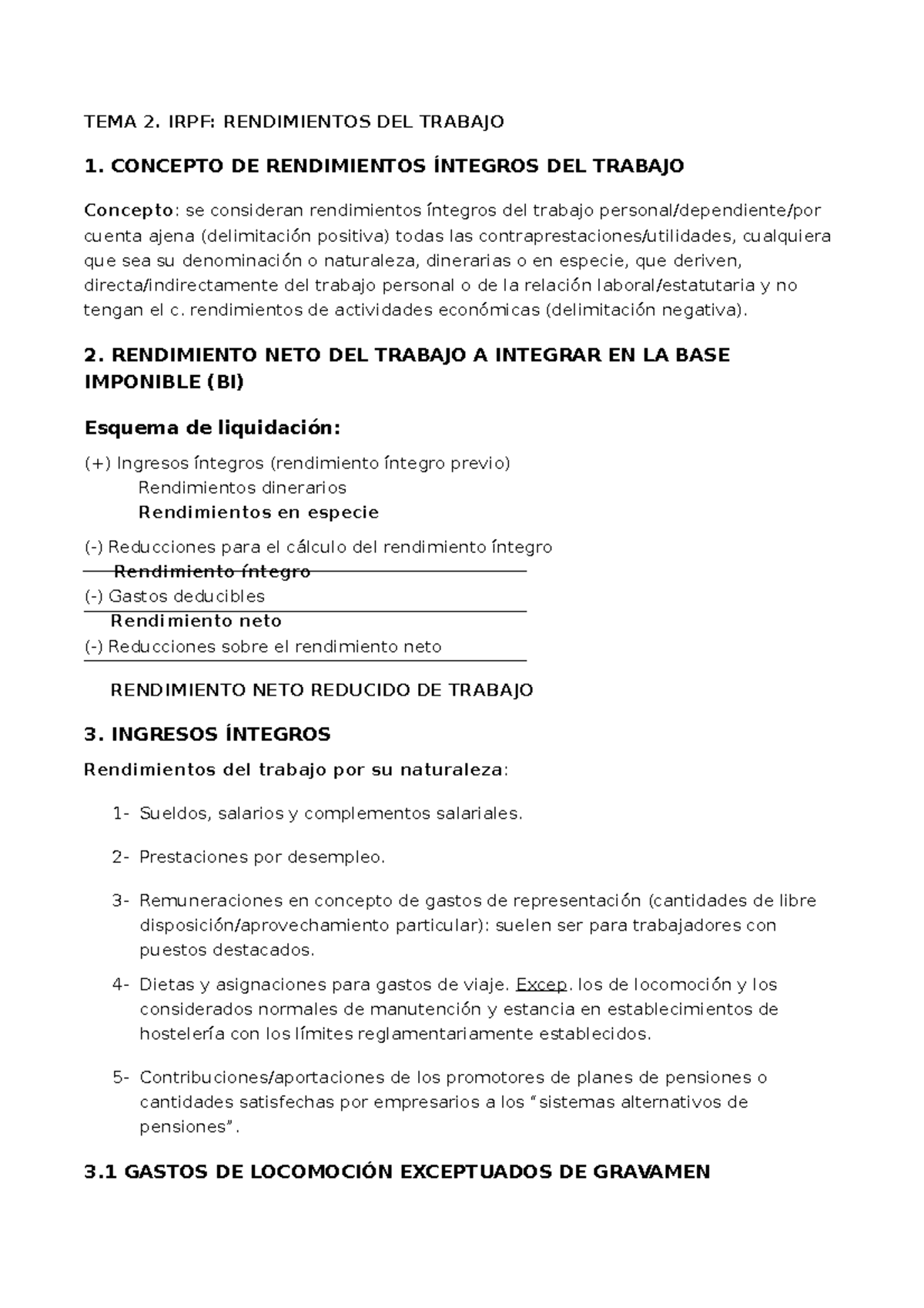 Tema 2: Rendimientos del Trabajo en IRPF - Clases y Cálculo - Studocu